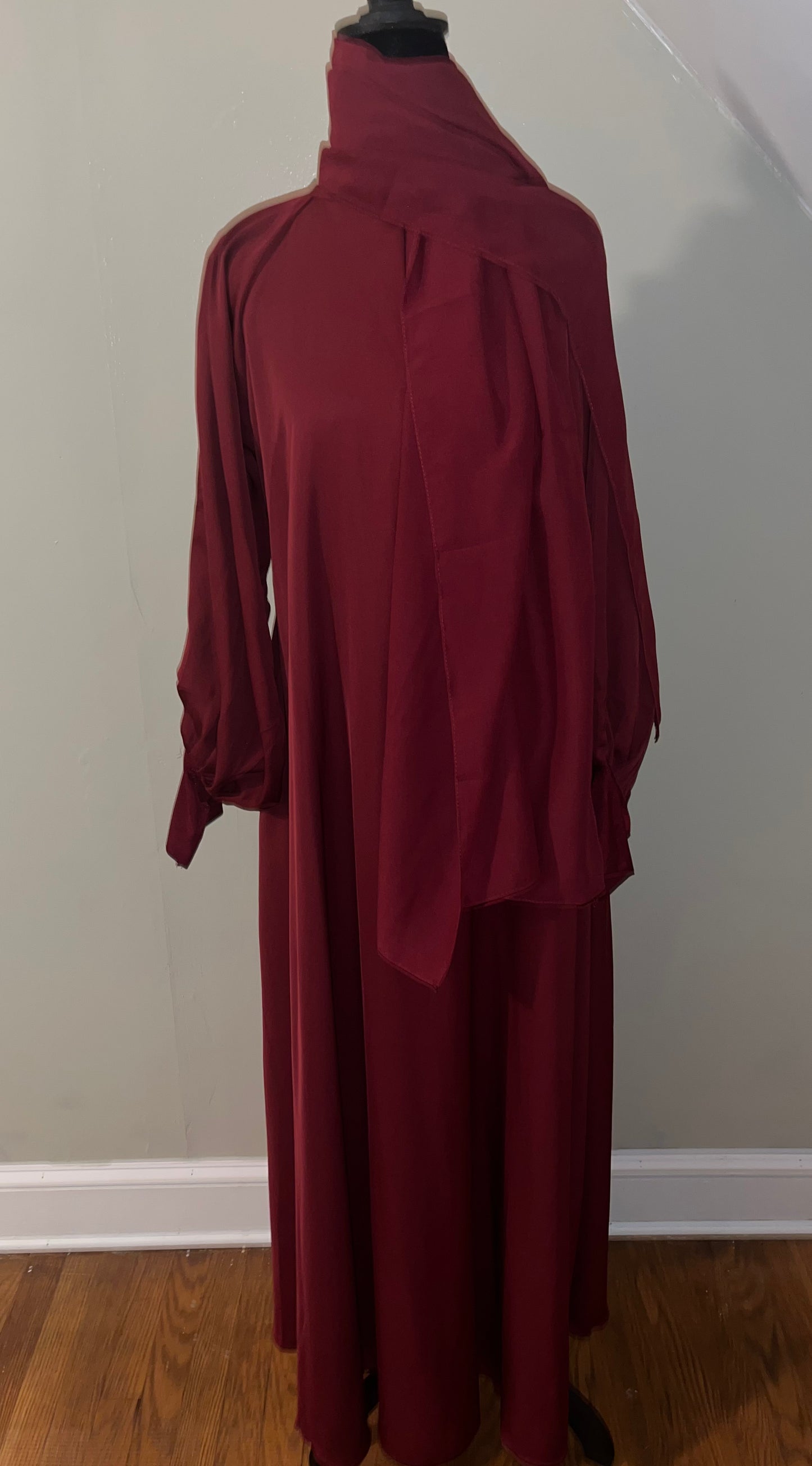 Burgundy Abaya with Hijab